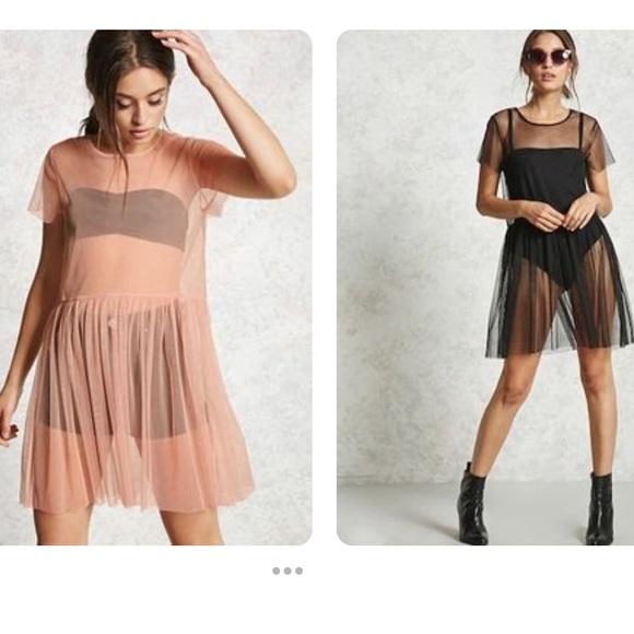 Sheer mesh dress in blush - Picture 2 of 3